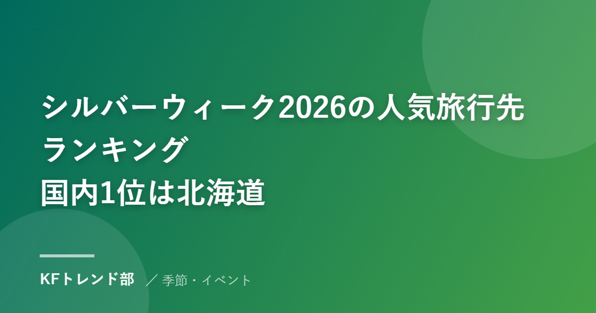 シルバーウィーク2026の人気旅行先ランキング｜国内1位は北海道