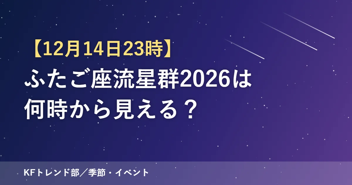 【12月14日23時】ふたご座流星群2026は何時から見える？